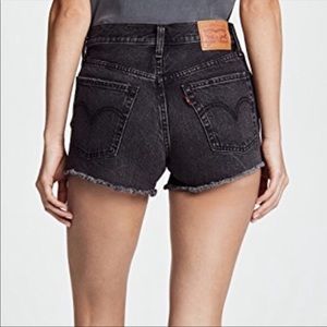 Levi’s black distressed 501 high-rise shorts